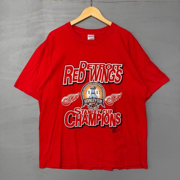 Vintage‎ Detroit Red Wings 2002 Stanley Cup Red Shirt XL - Picture 1 of 6